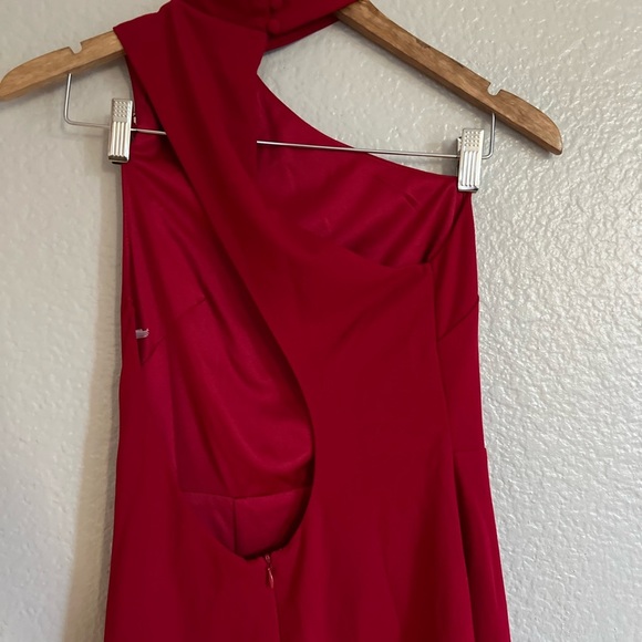 NWOT keep it Interesting Red Asymmetrical Cutout Halter Maxi Dress - Picture 5 of 7